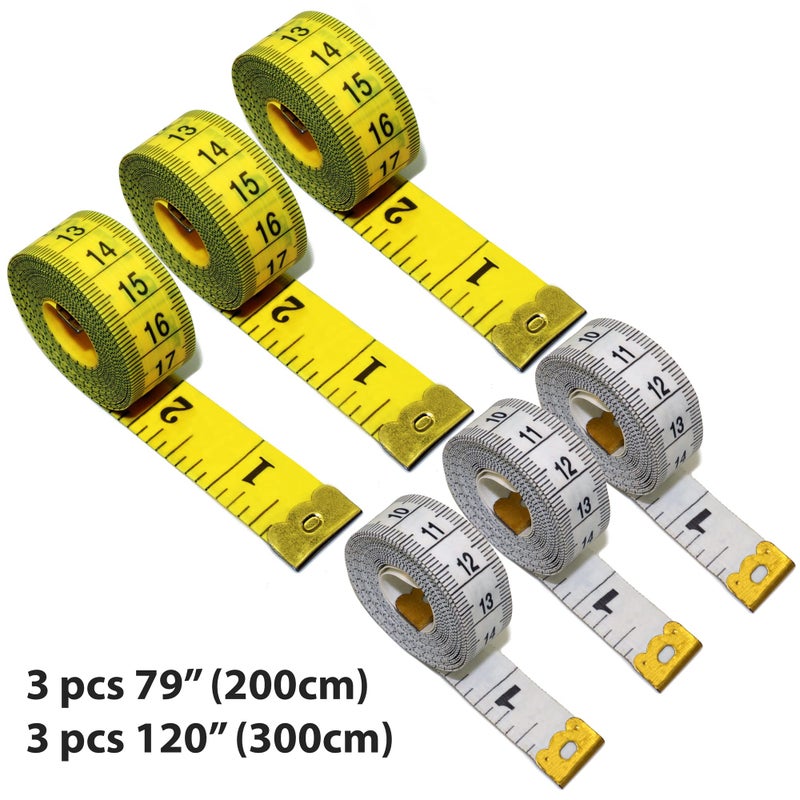 IFAMIO 6 Count 2 Sizes Double Sided Soft Tape Measure 120 Inch/300cm & 79 Inch/200cm Flexible Body Scale Measuring Pocket Tailor Ruler for Sewing Cloth Dressmaker - Image 2